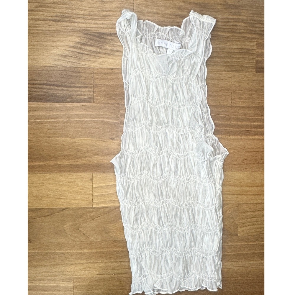 More to Come White Sheer Ruched Sleeveless Tank Top Small NWT